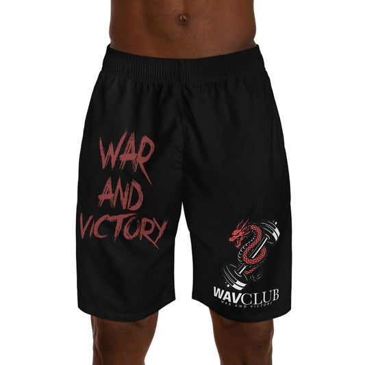 Men's Athletic Jogger Shorts - War and Victory Print, Gym Shorts for Men,